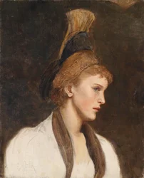 Femme de profil avec coiffe dorée